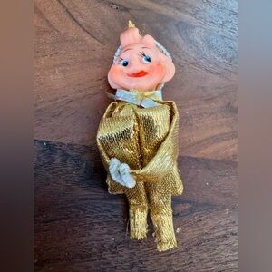 Vintage MCM Christmas Elf Pixie Delta Knee Hugger Gold Metallic